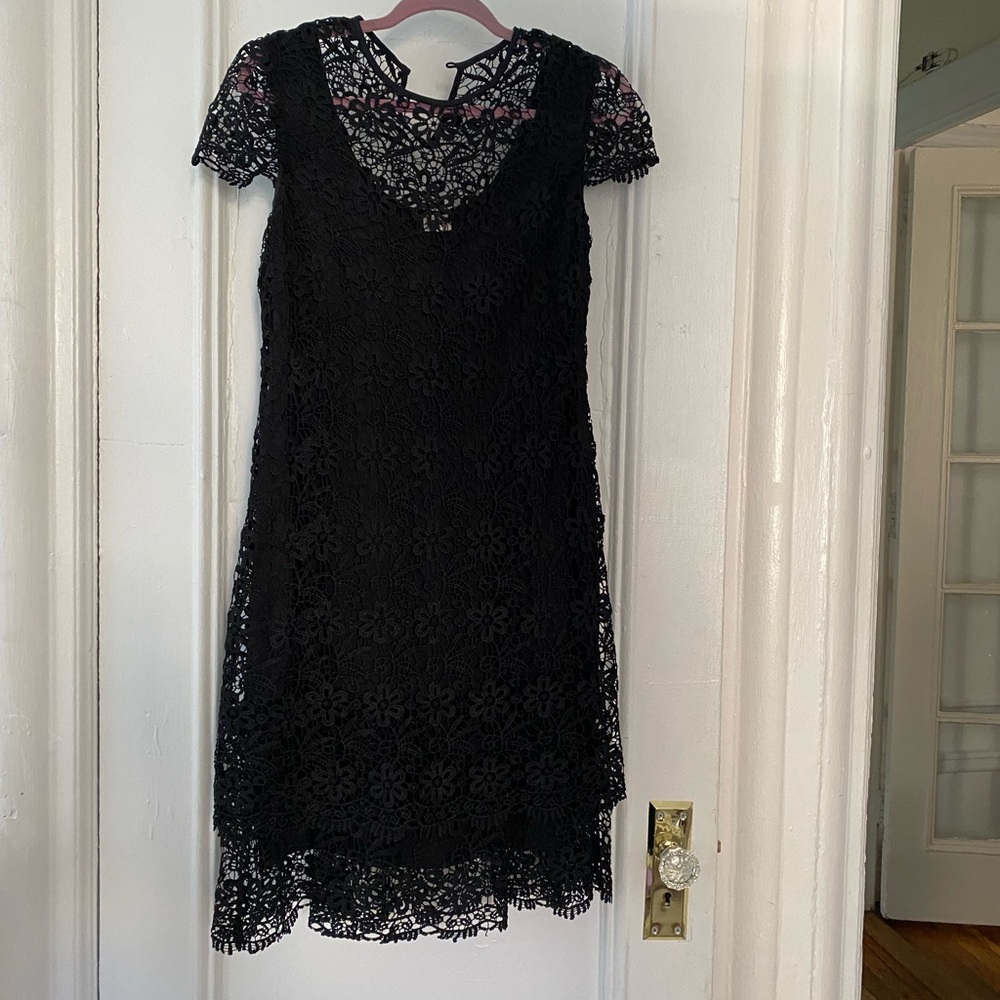 Anne Klein Black Floral Lace Dress